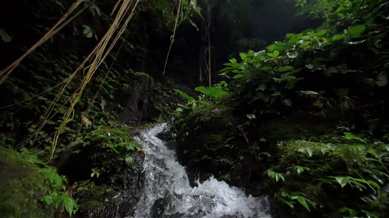 Tracking Shot of a Small Waterfall