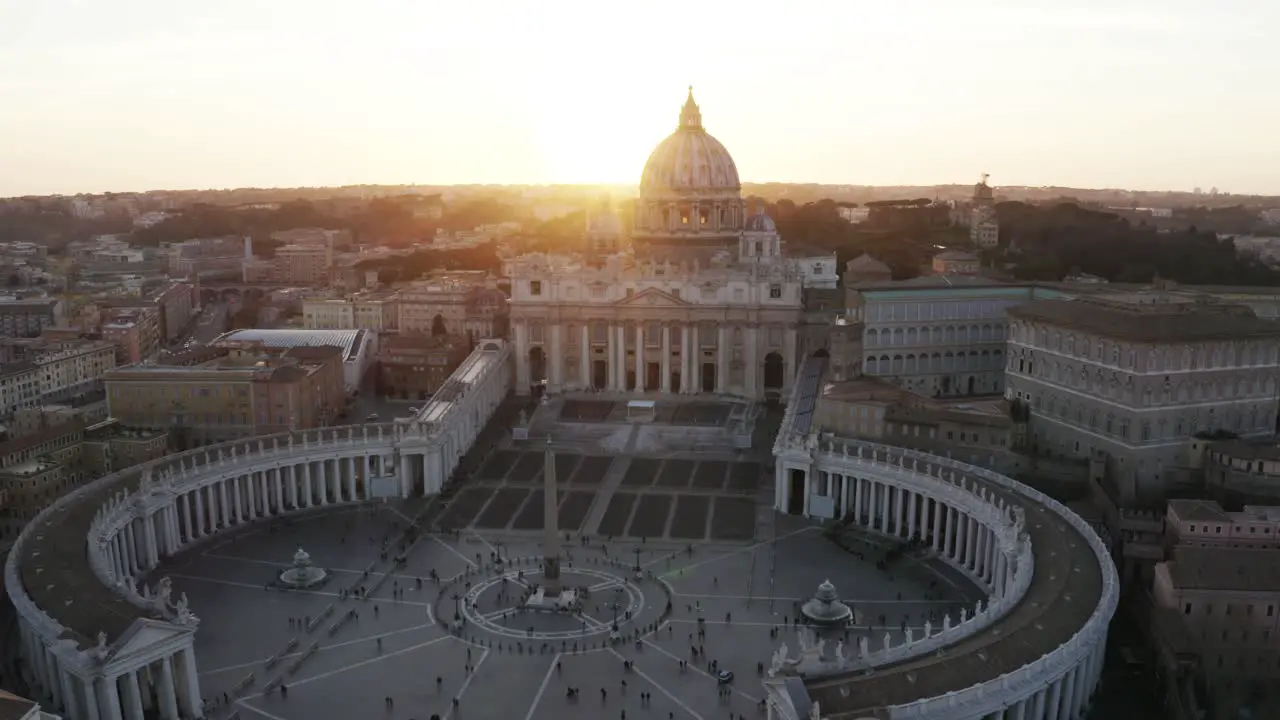 Sun Shining Behind St Peters Basilica