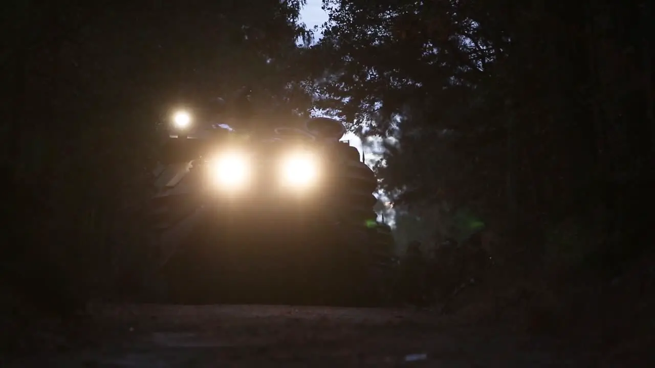 Us Marines Drive Armored Amphibious Vehicles Through A Forest In Camp Lejeune