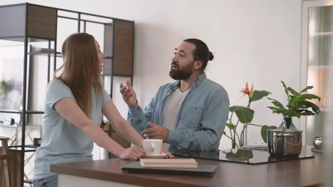 Bearded Man And Woman Having An Argument