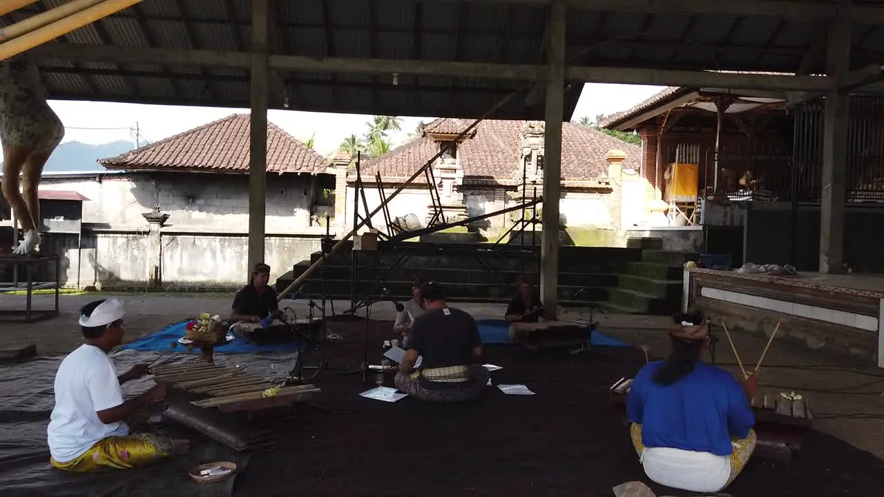 Balinese Music Gamelan Gambang Musicians Play Percussion Instruments in Bali Island Indonesia Traditional Cultural Art Sidemen Village