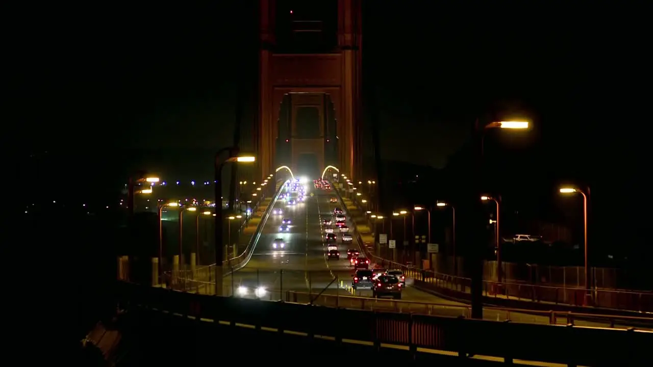 Traffic On Bridge At Night