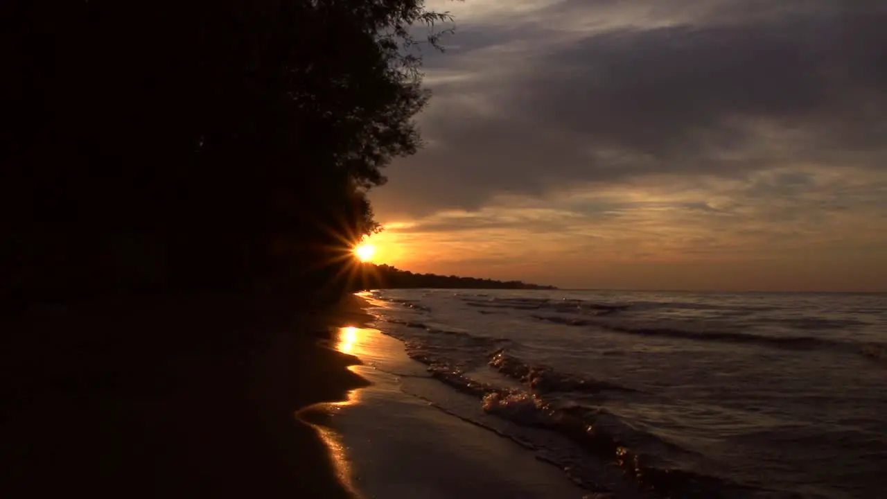 Sunset Waves Wide Shot