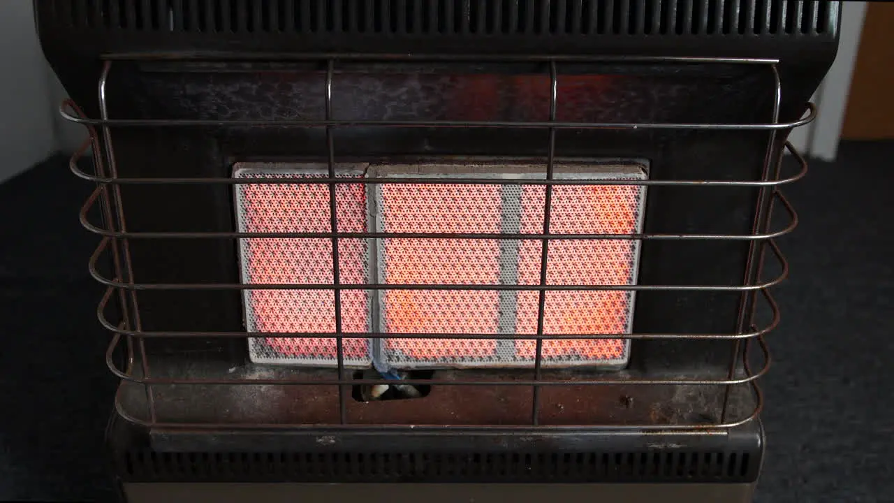 Ceramic butane gas heater glowing