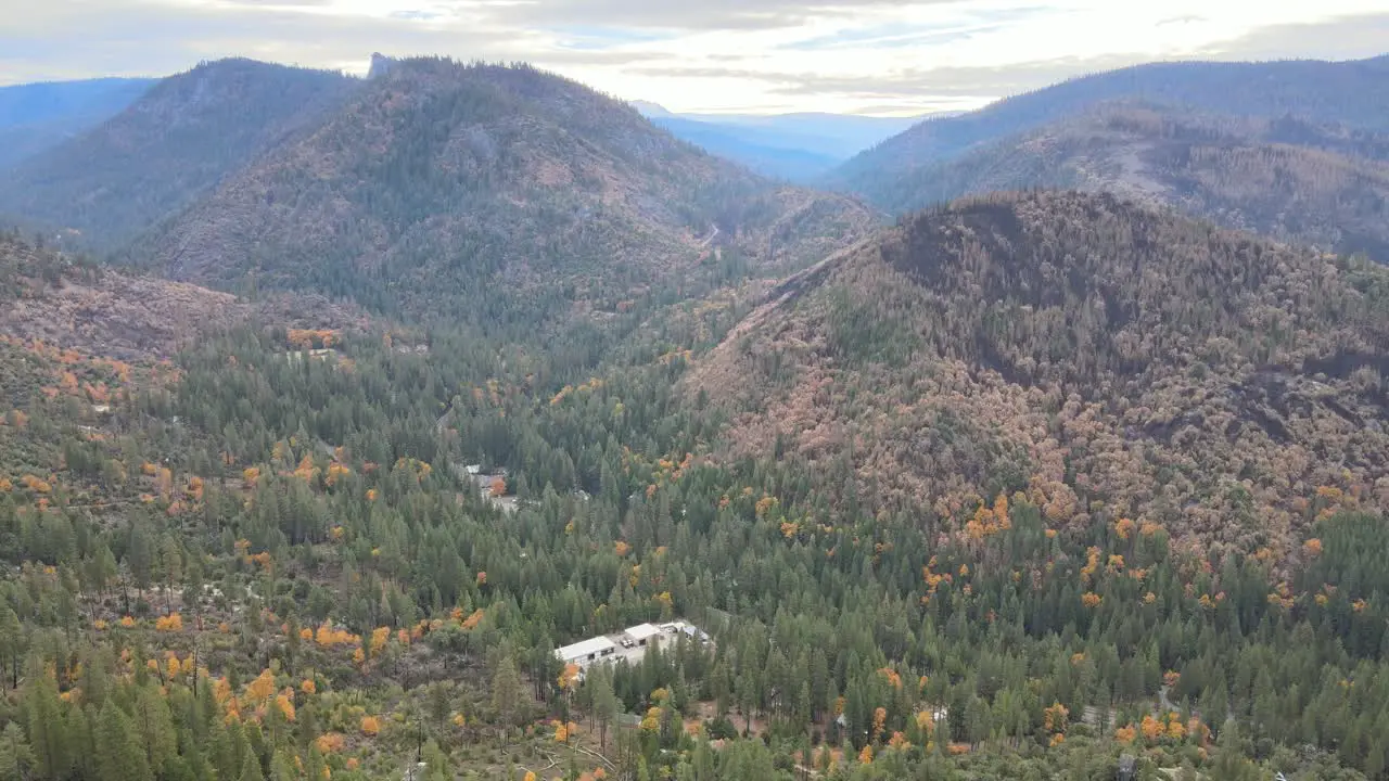 Drone Aerial over town that was saved from a wildfire