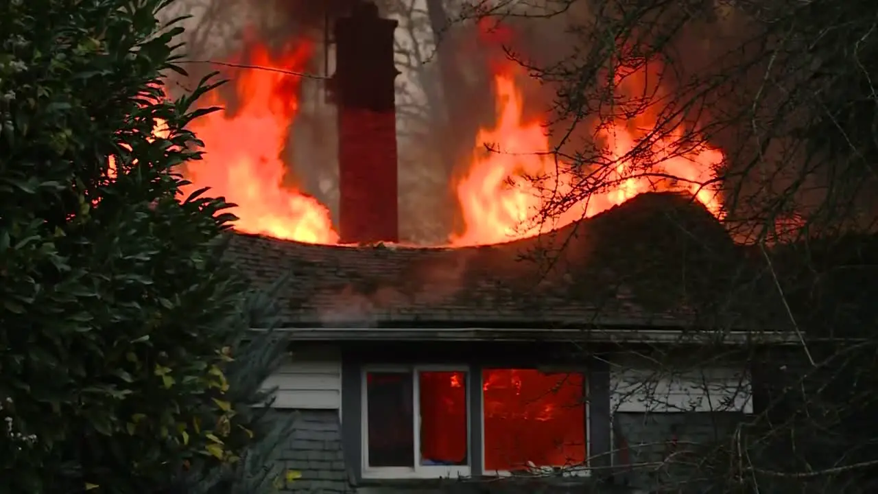 HOUSE ROOF IS ON FIRE BURNING DOWN