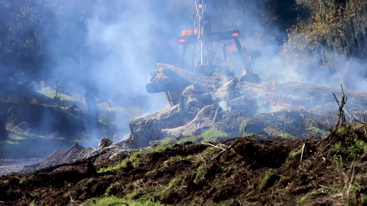 Fire Control Burn Tractors and Smoke