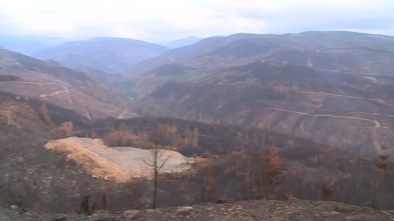 BURNT UP HILLS FROM AFTERMATH OF WILDFIRE