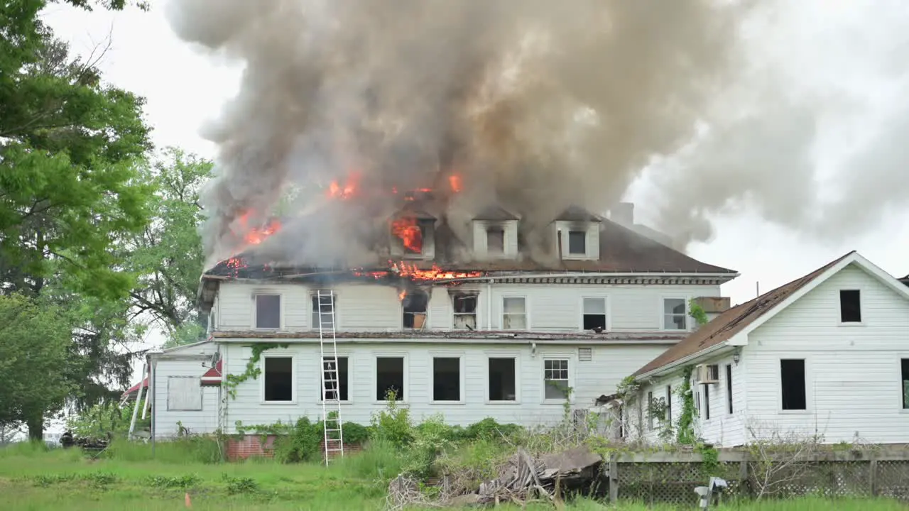 Controlled burn of house for educational purposes