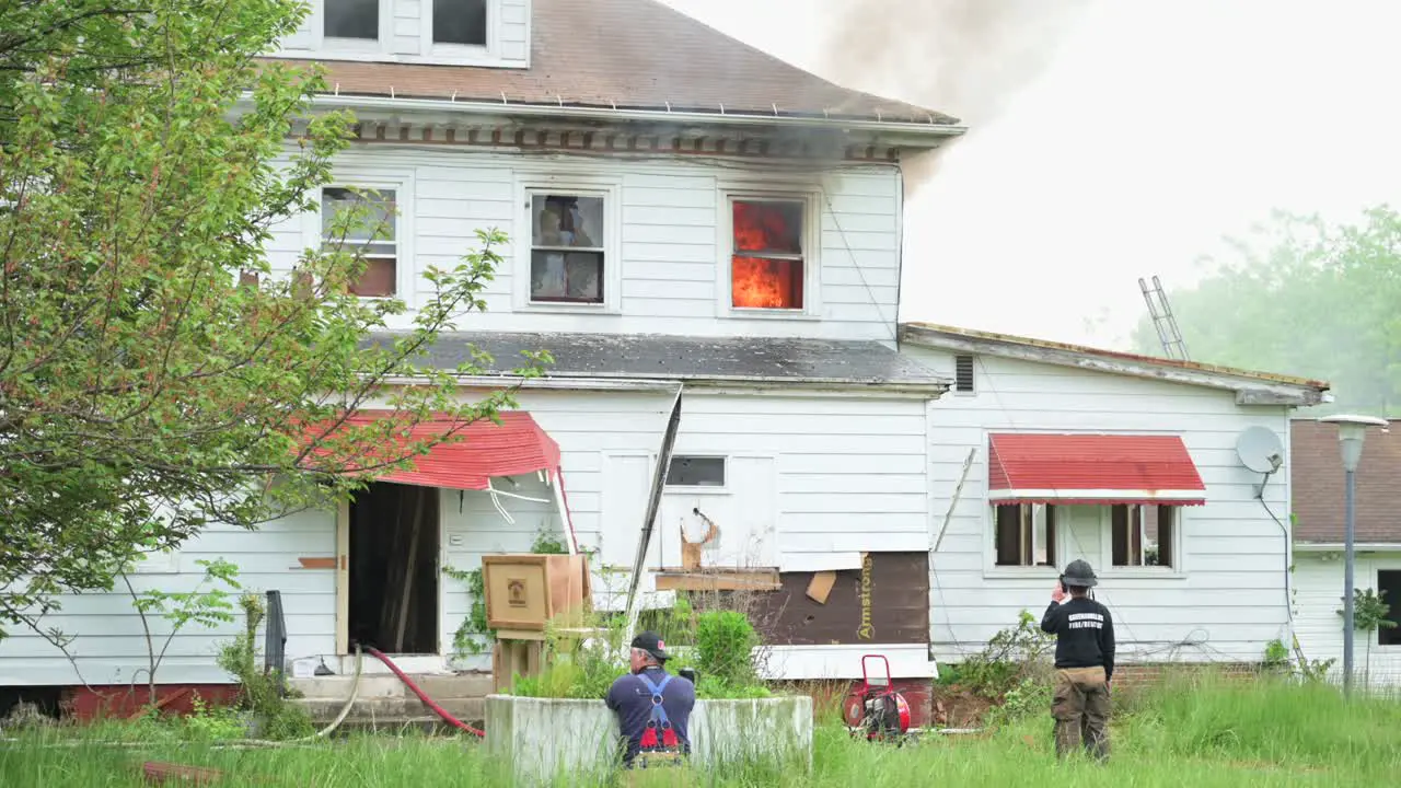 Controlled burn of house for educational purposes for fireman