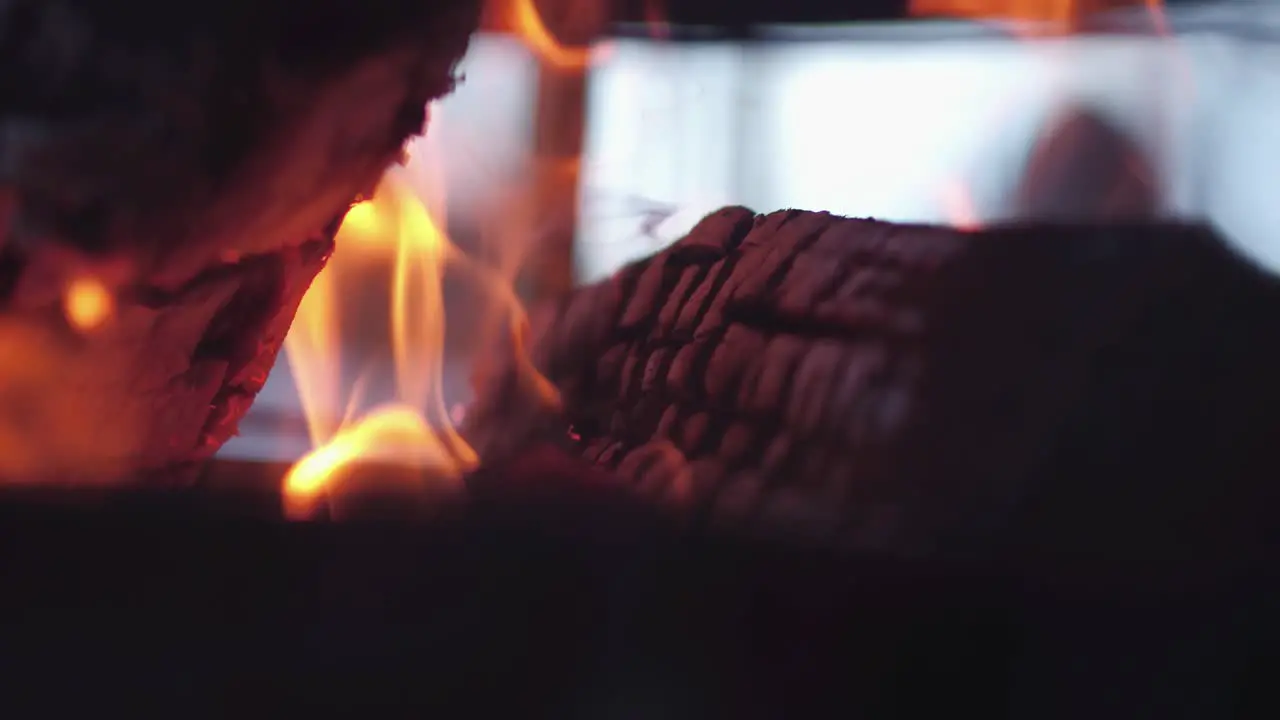 Closeup of a fireplace in the winter outside