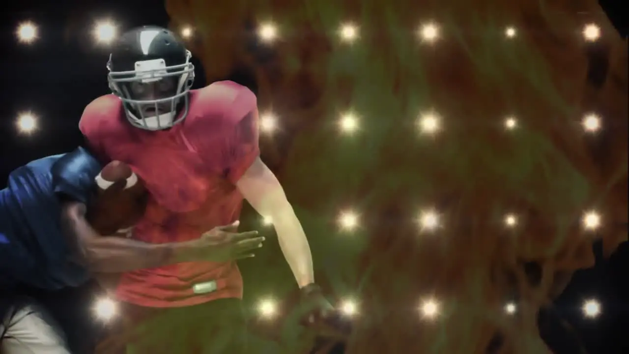 Animation of a football player tackled by another player