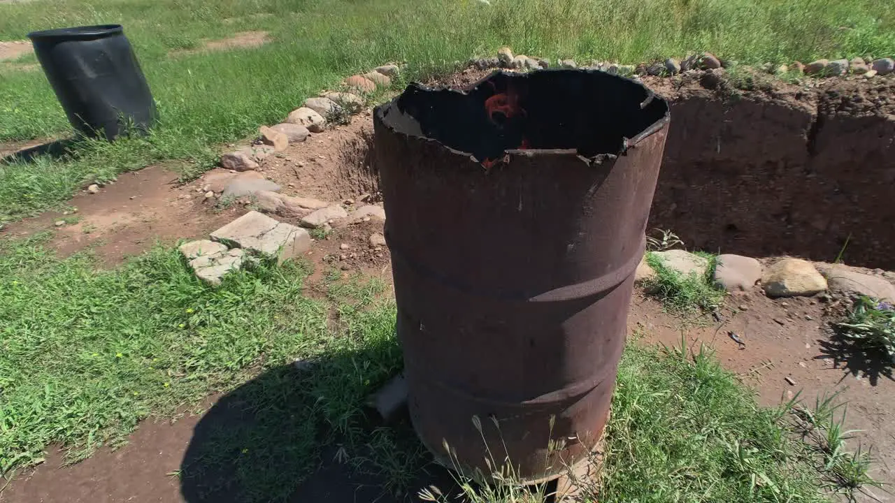 Burning Trash In Old Rusty Barrel