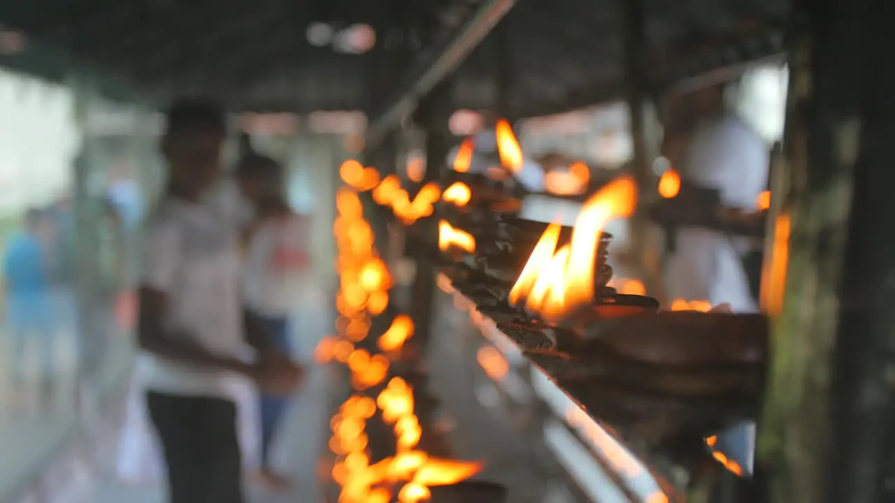 Burning Candles in a Sri Lankan Temple