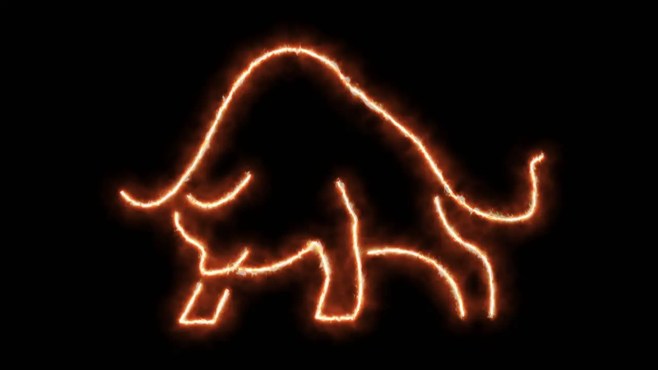 Burning bull and bull in neon light