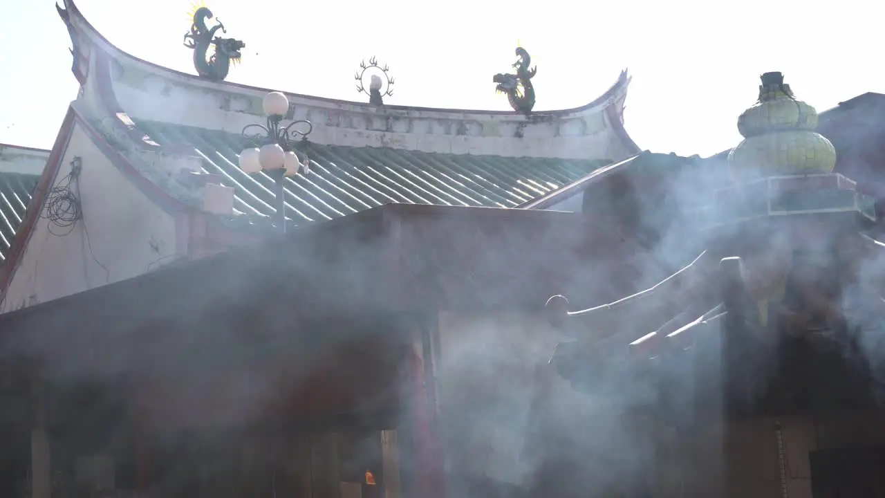 Smoke release from furnace due to burning of joss stick