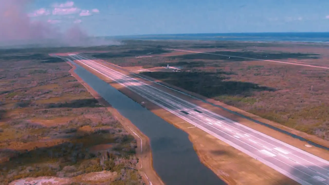 Aerials Of A Prescribed Burn At Merritt Island National Wildlife Reserve Nasa Buildings In Foreground 2011