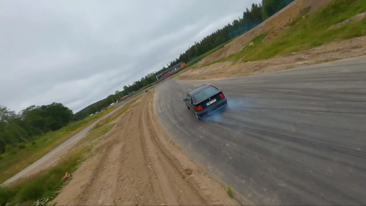 Black BMW drifting in Borås Drift Track