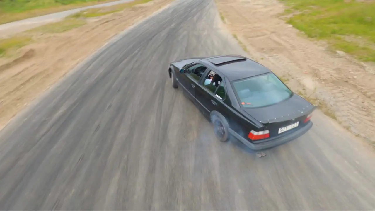 Black BMW drifting at Borås Drift Track