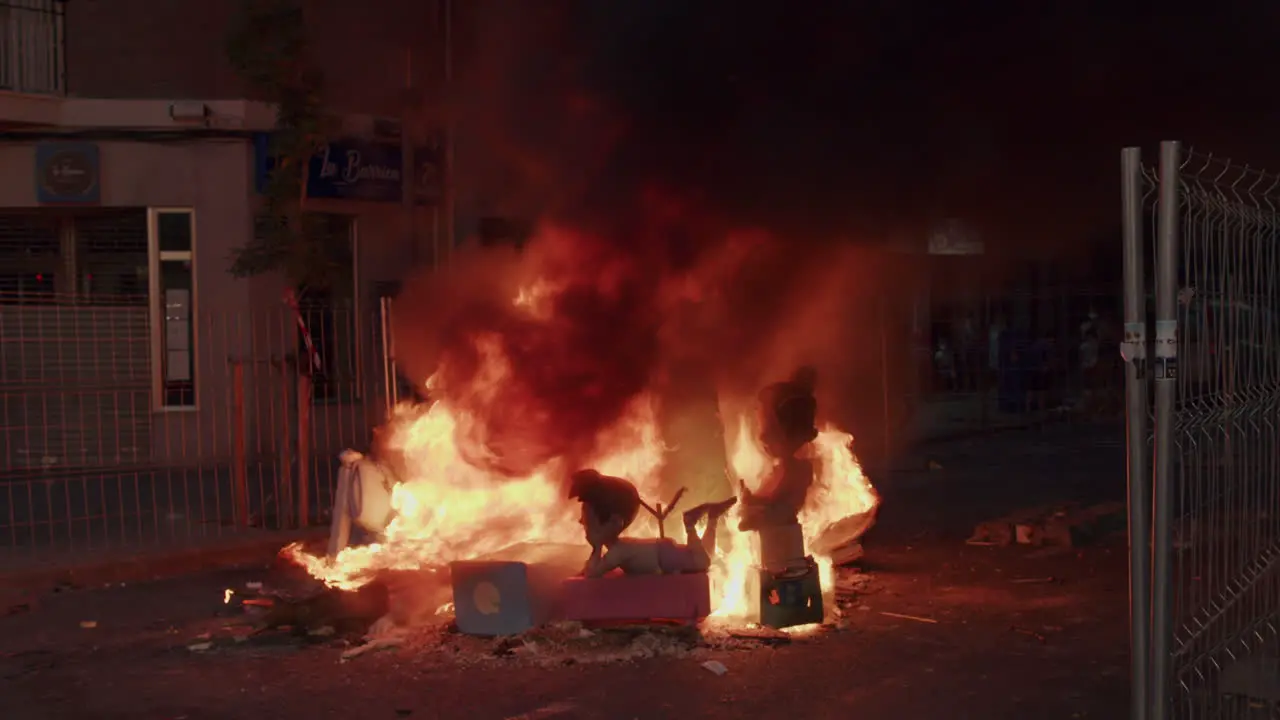 Big bonfire to burn the installation on Las Fallas festival in Valencia