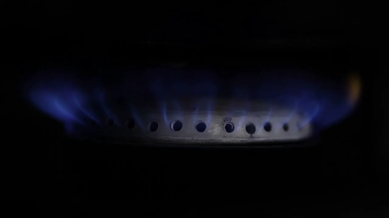 Gas burning from a kitchen stove