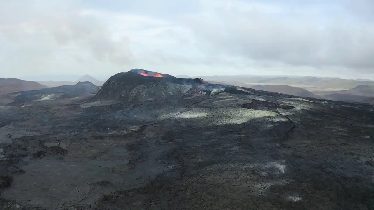 Fagradalsfjall volcano in iceland erupting hot molten lava