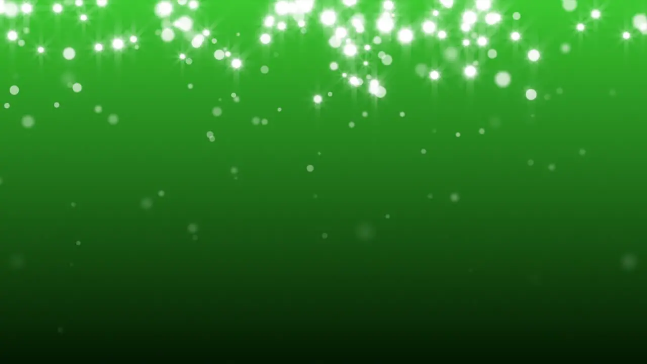 White Sparkles on Green Background Loop