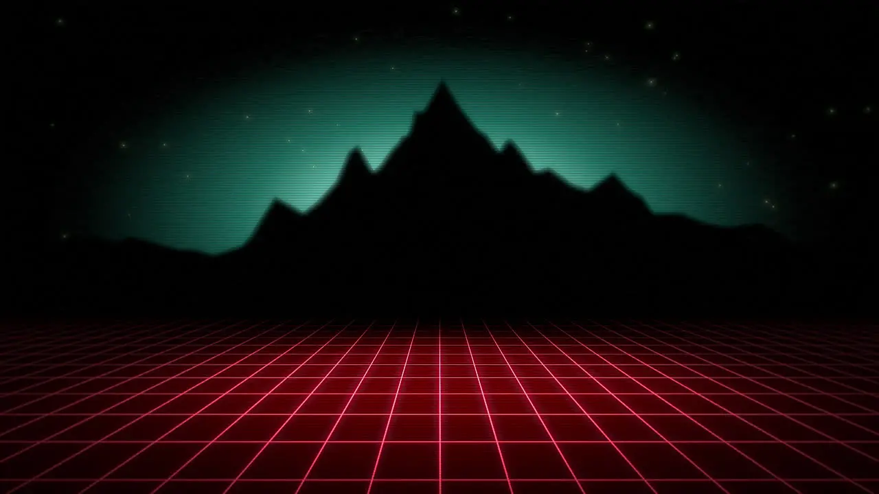 Motion retro abstract background with red grid and mountain 3