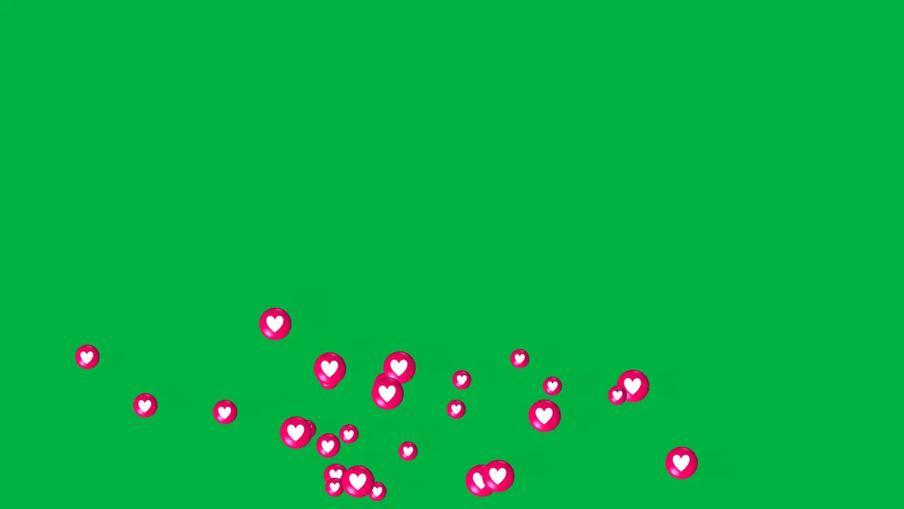 Instagram Like Heart Icon Shown Animated and Floating Across a Green Screen Background Indicating Social Marketing Concept-1