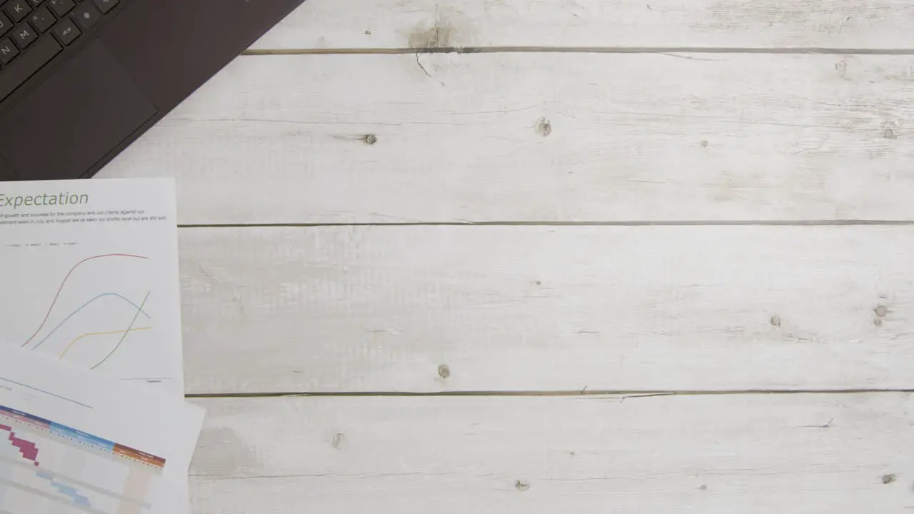 Overhead View Shot of Rustic Desk Surface Background with Right Copy Space