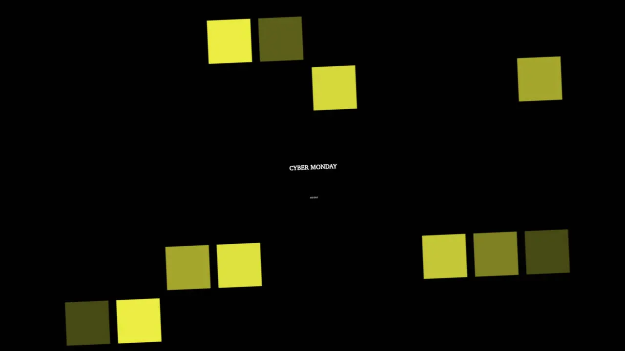 Cyber Monday with yellow squares pattern on black gradient