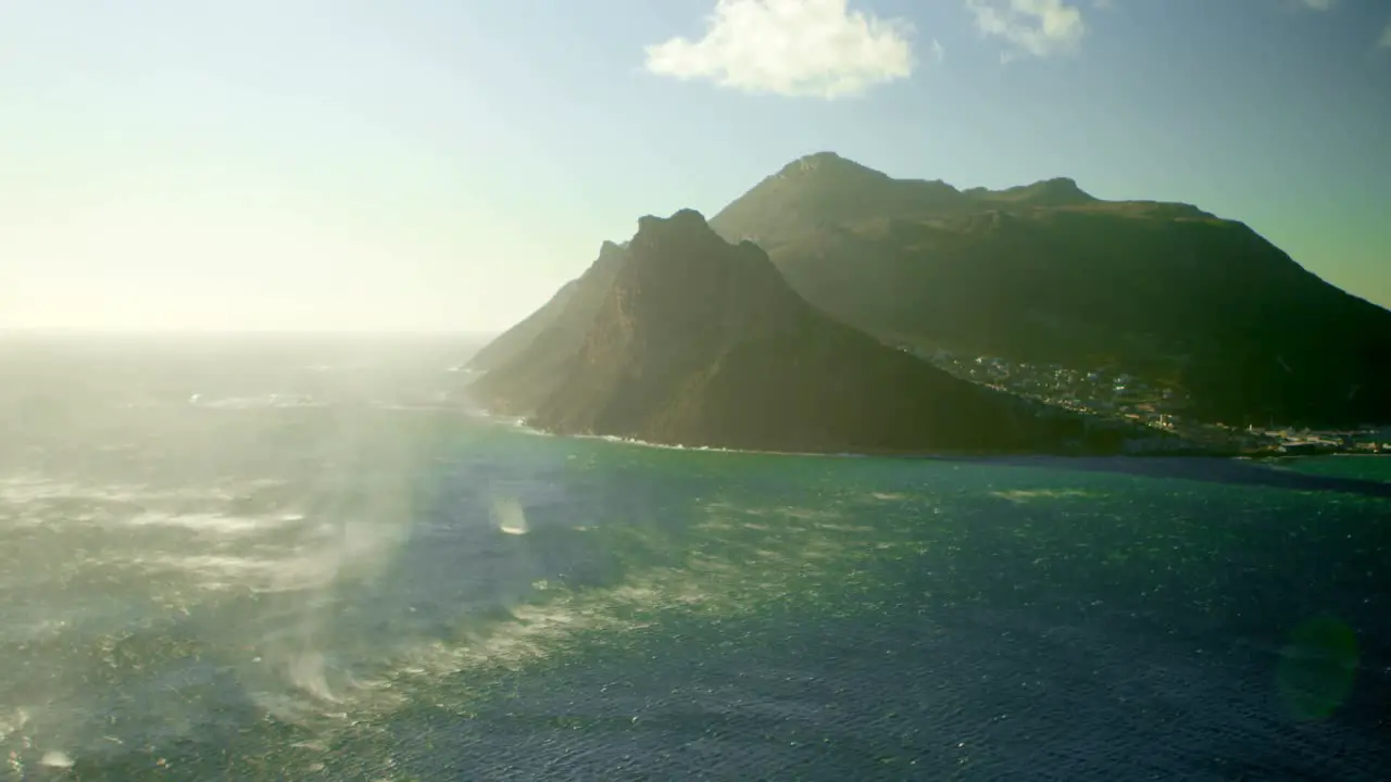 Mountains with sea on a sunny day 4k