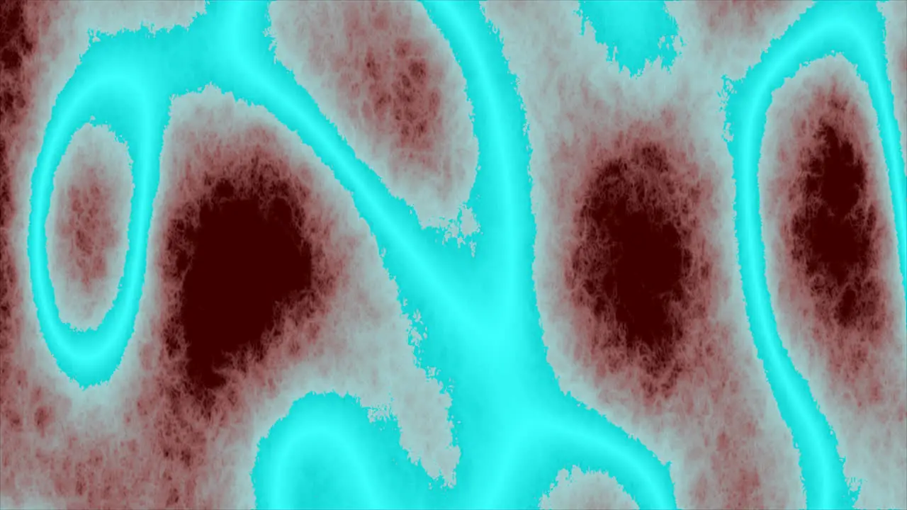 Looping animations of a maroon and aqua amorphous or organic design