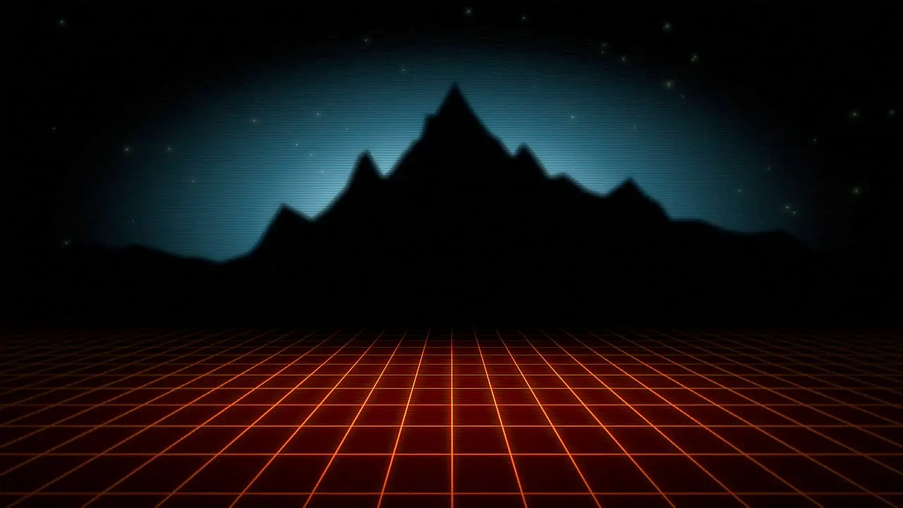 Motion retro abstract background with red grid and mountain 4