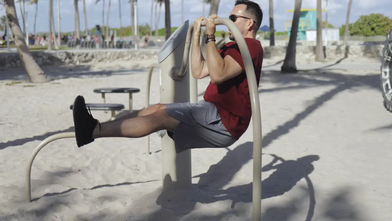 Man training on beach