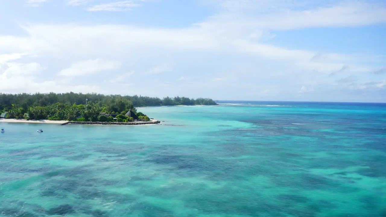 Aerial drone shot of tropical beach