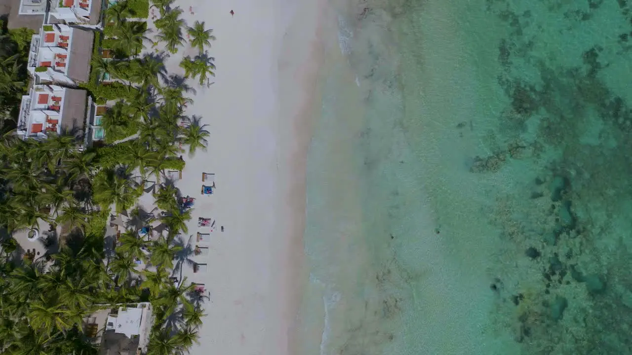 Tulum Mexico Beach Holiday Vacation Spot for Tourists Establishing Vertical Aerial