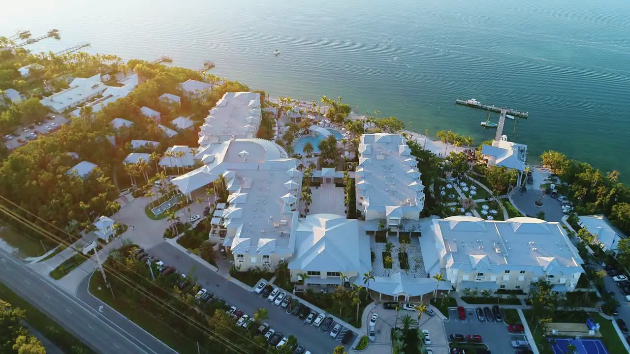 Aerial Orbit View of Resort at Sunset in Islamorada Florida Keys