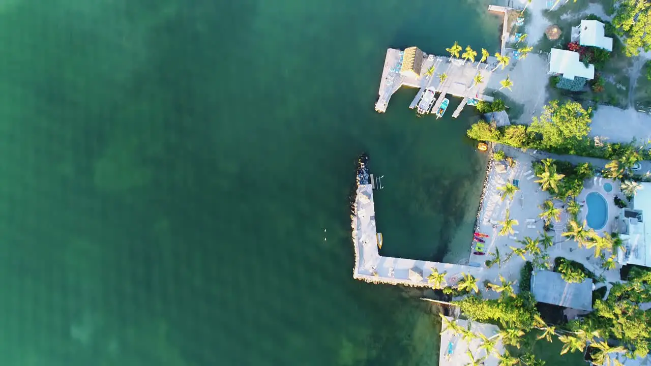 Bird's Eye View of Docks in Islamorada Florida Keys at Sunset