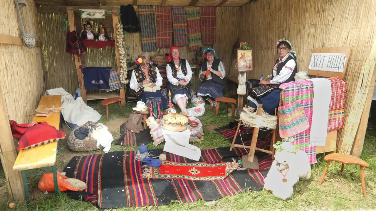 Group of ladies dressed in Bulgarian traditional costume ethnographical