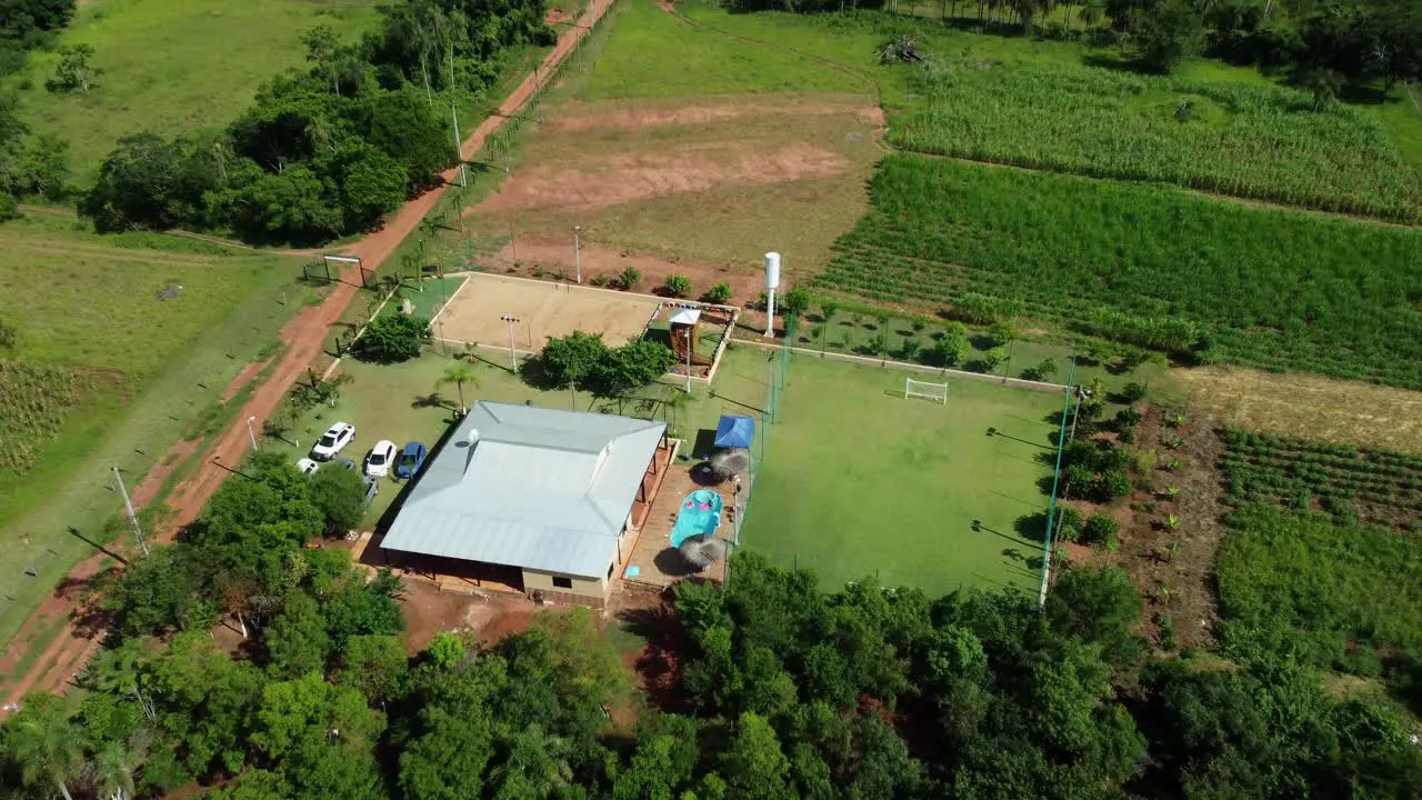 Summer vacation farm house in the middle of the farm fields in Paraguay