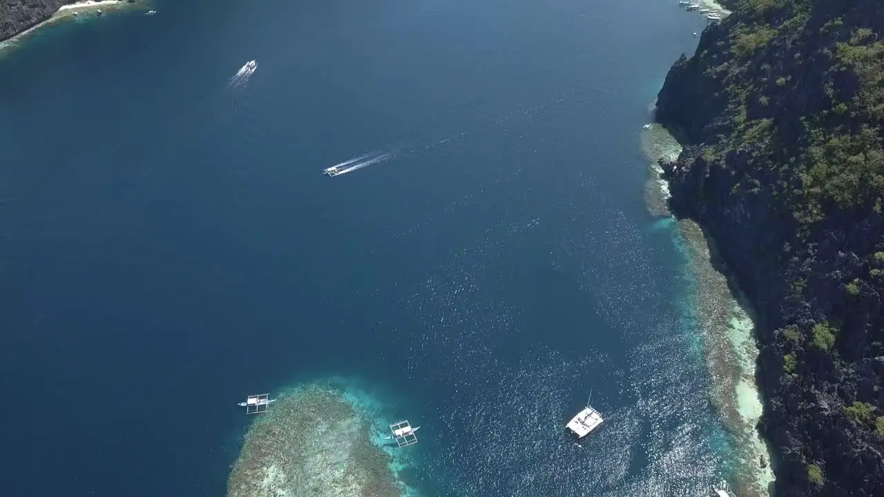 4K Aerial View of Beautiful Beach Ocean and Islands in Tropical Destination El Nido Palawan Philippines