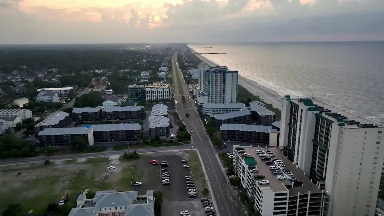 north myrtle beach aerial pullout at sunrise