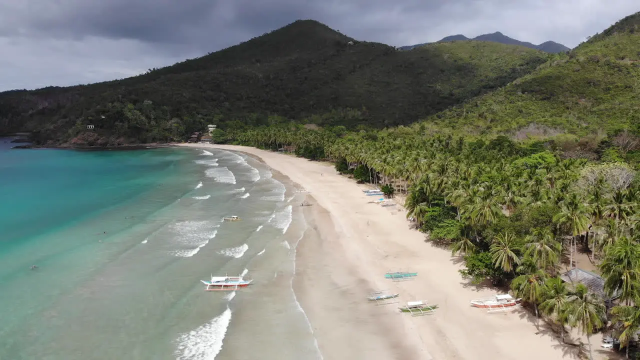 Above view tropical sandy beach and blue water