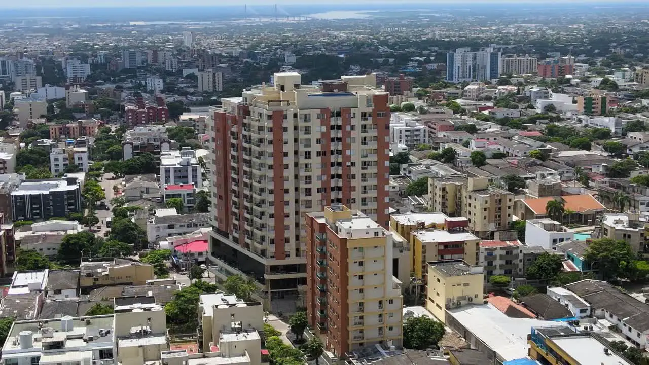 Aerial view of the coastal city of Barranquilla Colombia