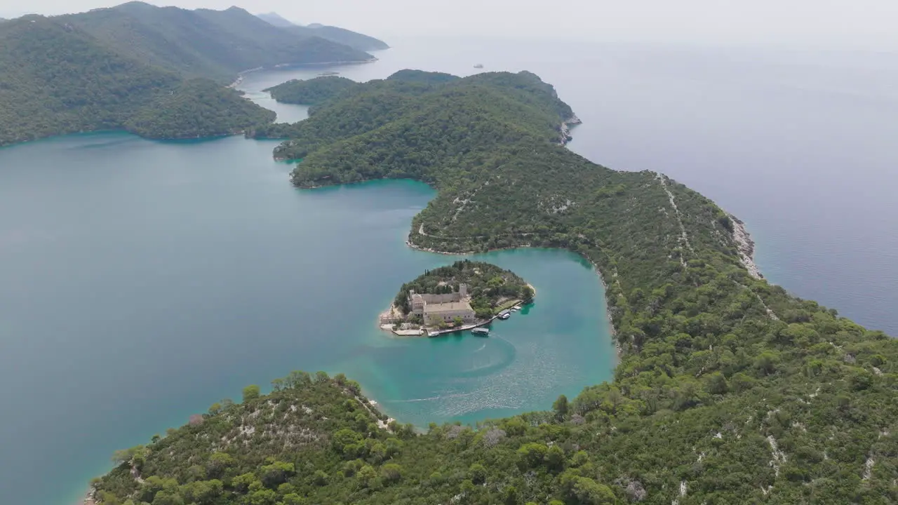 AERIAL Shot of Mljet National Park in Croatia Europe