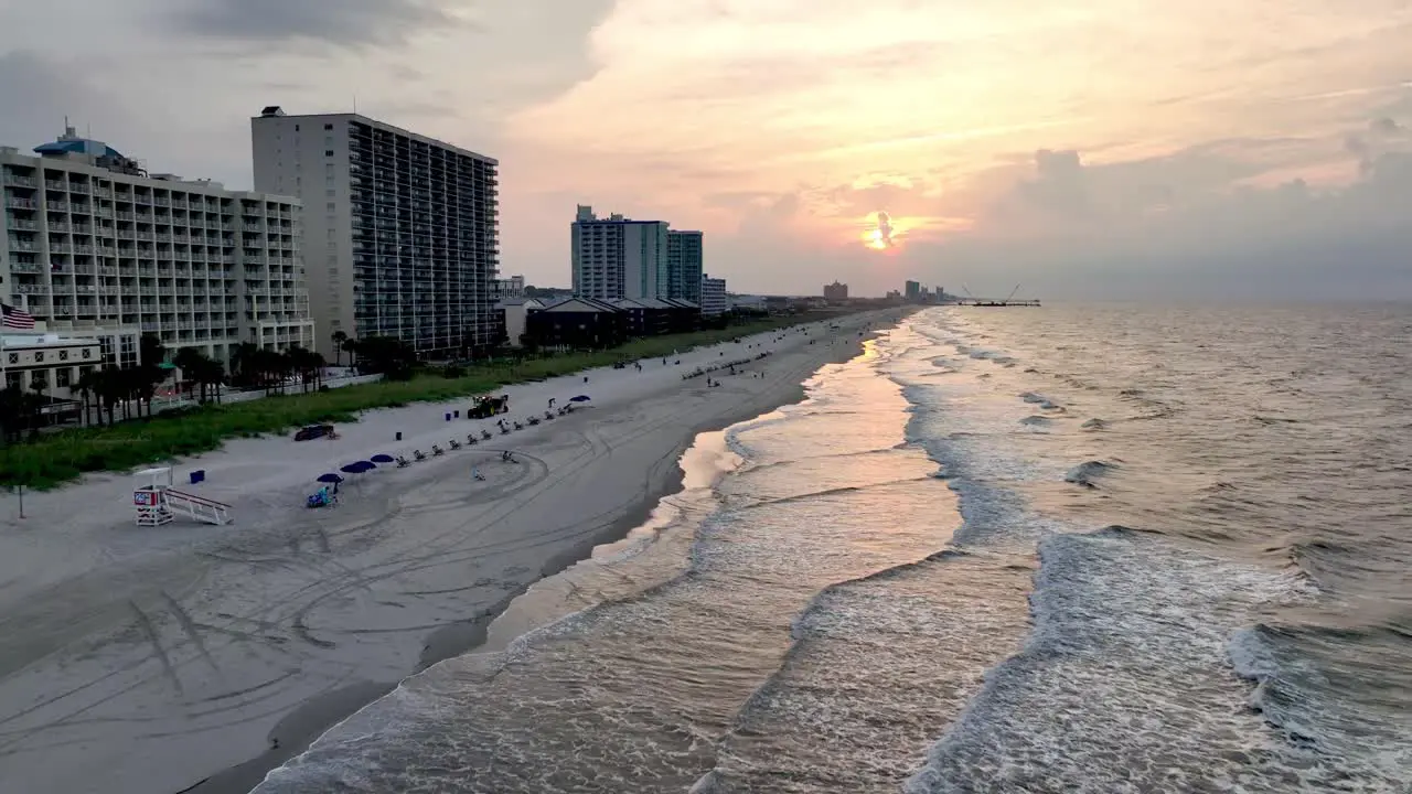 sunrise push in to high rises along the north myrtle beach sc south carolina beachfront