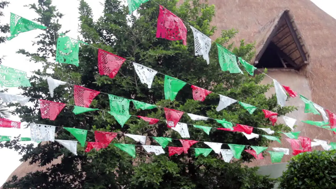 Mexican Fiesta flags moved by wind