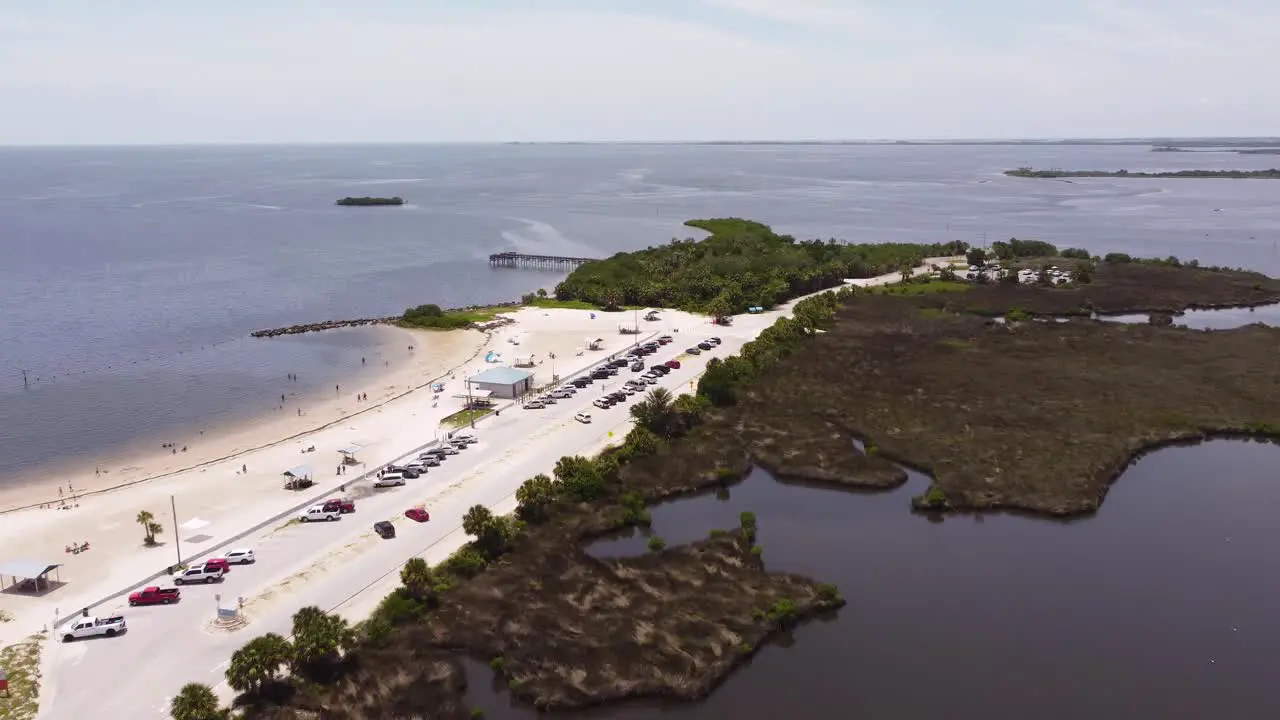 Drone shot of a beach on a Florida peninsula