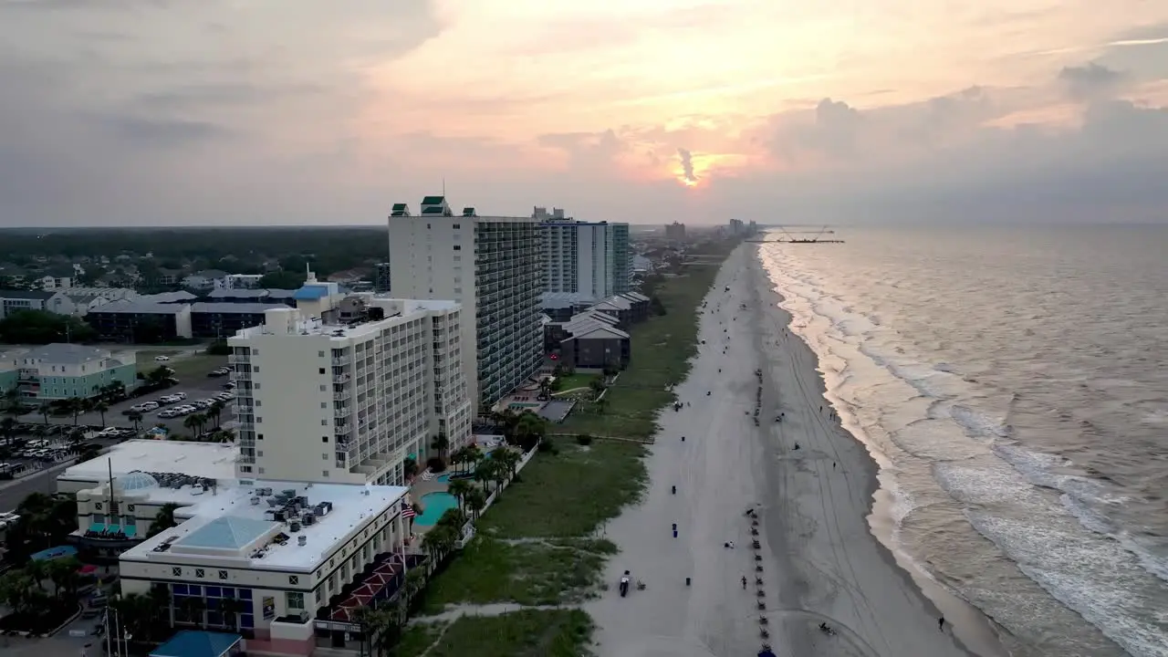 aerial pullout north myrtle beach sc south carolina at sunrise